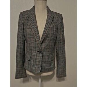 Tommy Hilfiger Jacket Blazer Women's Sz 4 Gray Glen Plaid Button Front